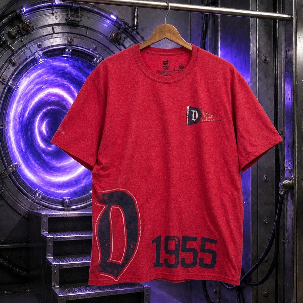 Disney Parks Hanes Red Heather Graphic Tee Mens Medium D 1955 Pennant Shirt